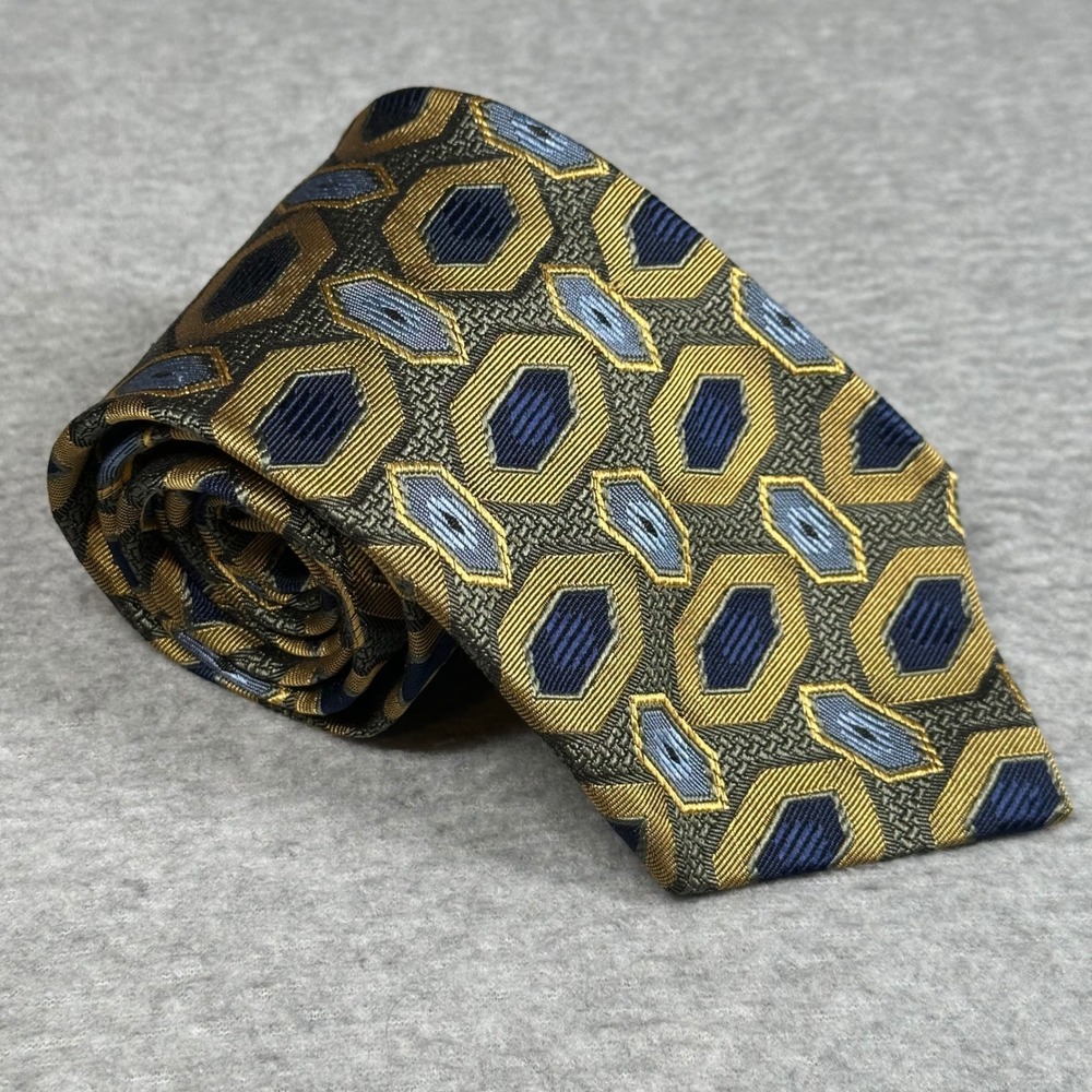XMI Platinum Necktie All Silk Geometric Pattern England USA Handmade‎ Men